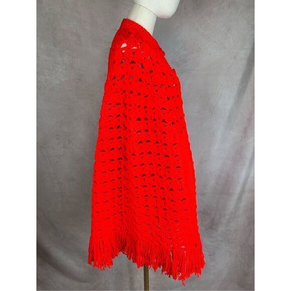 Vintage Crochet Knit Cape Poncho 1970s - Picture 5 of 5
